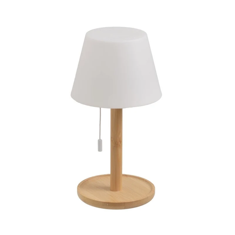 Lámpara de sobremesa led con pantalla de bambú natural de 15x15x28 cm