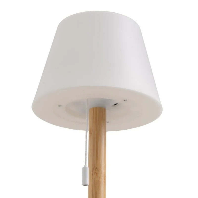 Lámpara de sobremesa led con pantalla de bambú natural de 15x15x28 cm