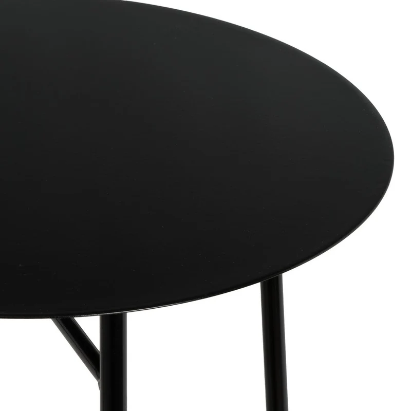Mesa auxiliar redonda de tubo metálico negro de 30x30x60 cm