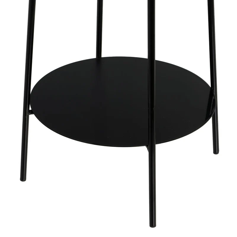 Mesa auxiliar redonda de tubo metálico negro de 30x30x60 cm