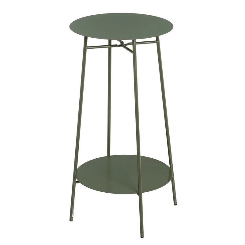 Mesa auxiliar redonda de tubo metálico verde de 30x30x60 cm