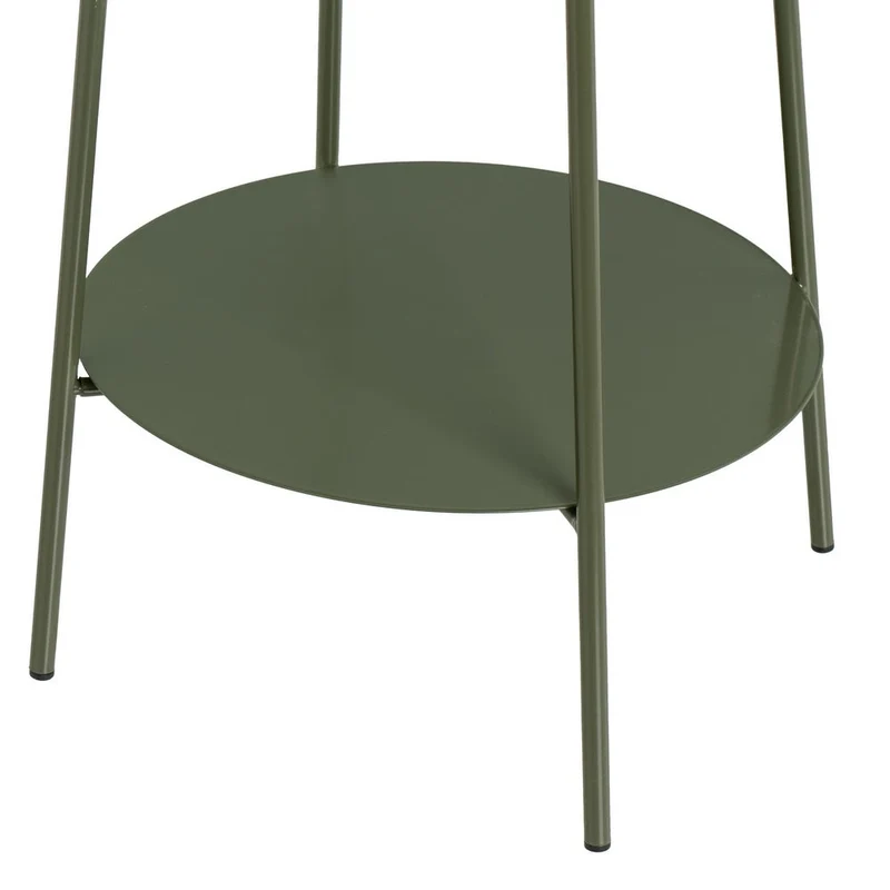 Mesa auxiliar redonda de tubo metálico verde de 30x30x60 cm