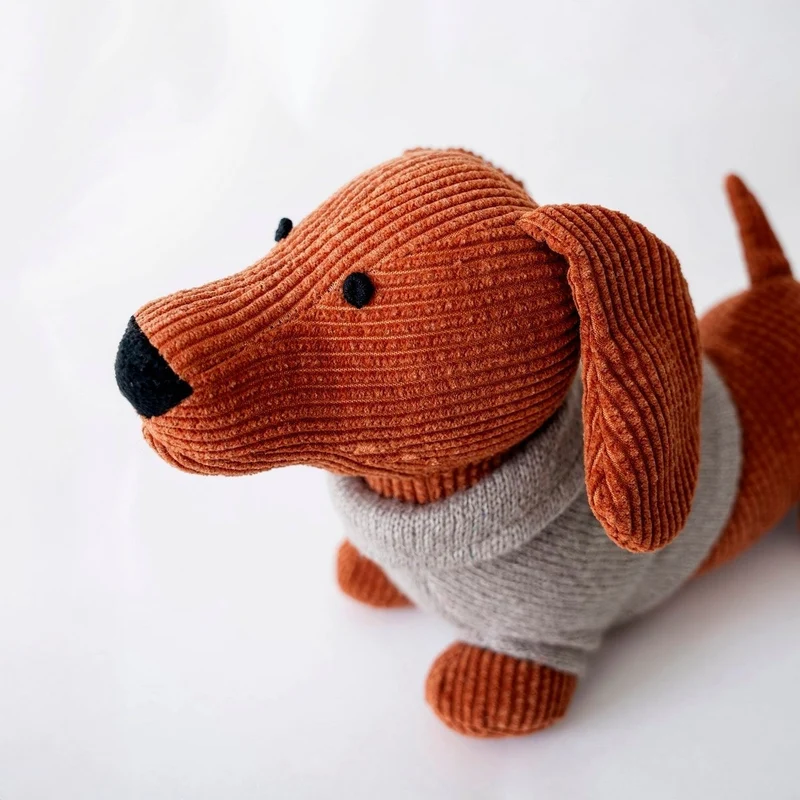 Set de 2 topes de puerta en forma de perro, tela color marrón de 30 cm