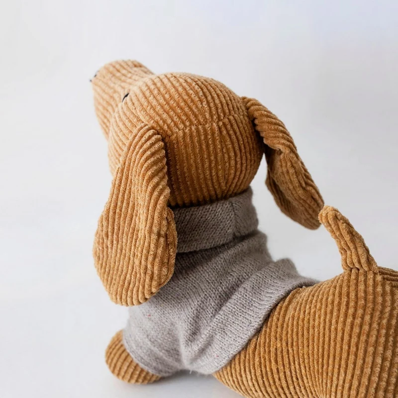 Set de 2 topes de puerta en forma de perro, tela color marrón de 30 cm