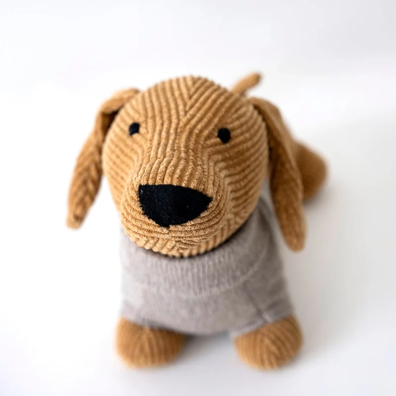 Set de 2 topes de puerta en forma de perro, tela color marrón de 30 cm