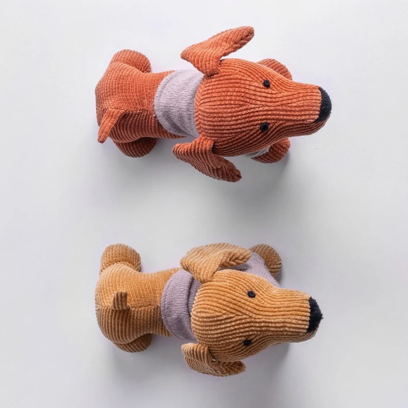 Set de 2 topes de puerta en forma de perro, tela color marrón de 30 cm