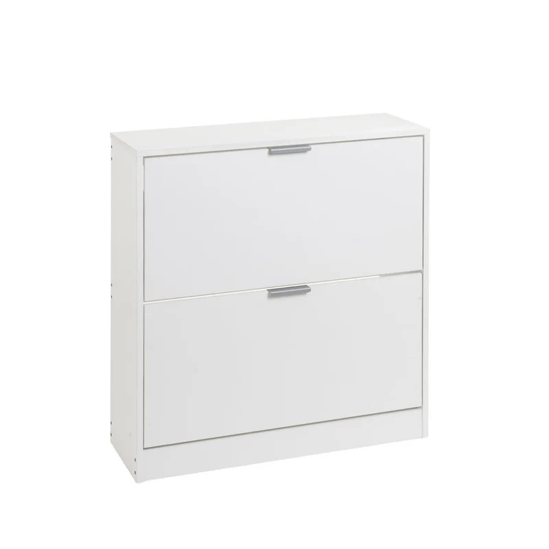 Zapatero con 2 puertas de tablero blanco de 74x24x82 cm para 12 pares