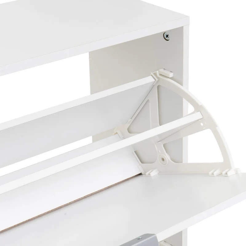 Zapatero con 2 puertas de tablero blanco de 74x24x82 cm para 12 pares