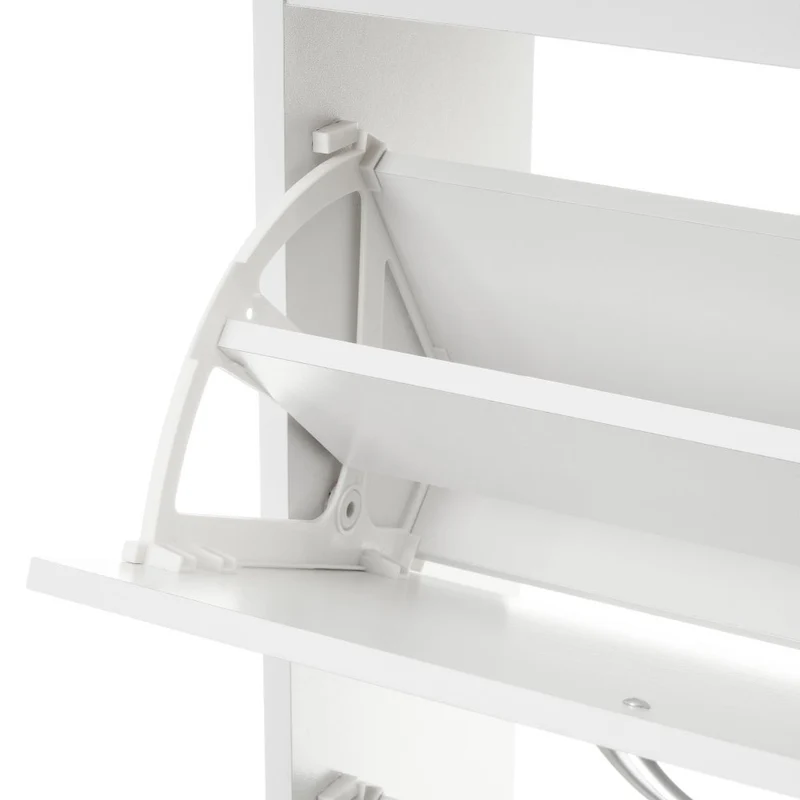 Zapatero de estilo moderno con cajón y 2 puertas blanco de 60x24x80 cm.