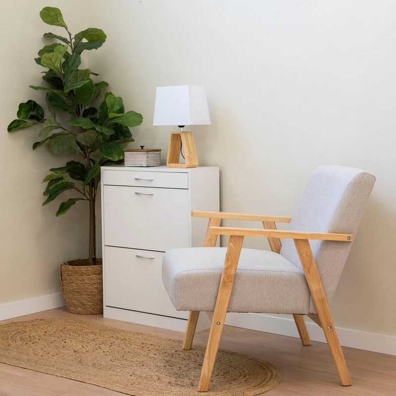 Zapatero de estilo moderno con cajón y 2 puertas blanco de 60x24x80 cm.