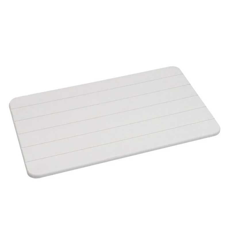 Alfombra de baño de diatomita gris claro con rayas de 60x39 cm