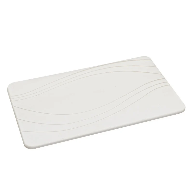 Alfombra de baño de diatomita gris claro con ondas de 60x39 cm