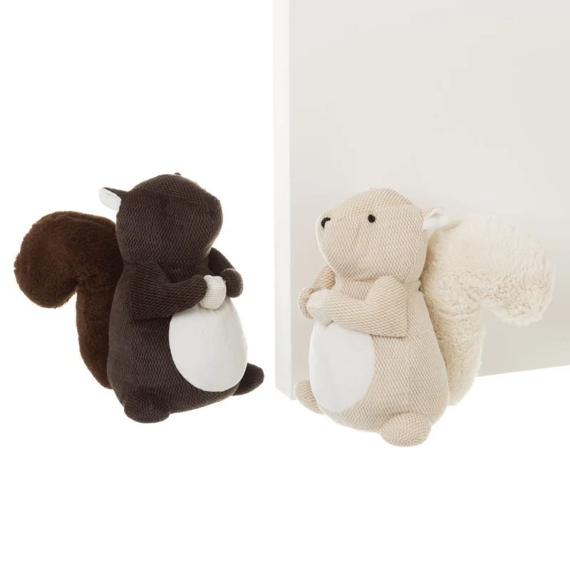 Set de 2 topes de puerta forma ardillas beige y marrón de 22 cm