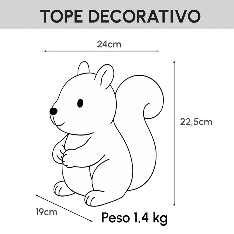 Set de 2 topes de puerta forma ardillas beige y marrón de 22 cm