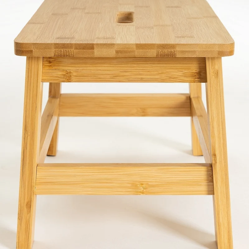Taburete escalón de madera de bambú natural antideslizante de 38x26x25cm