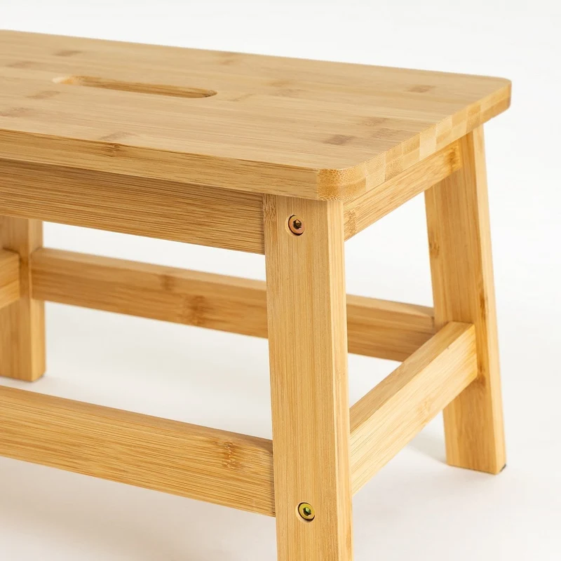 Taburete escalón de madera de bambú natural antideslizante de 38x26x25cm