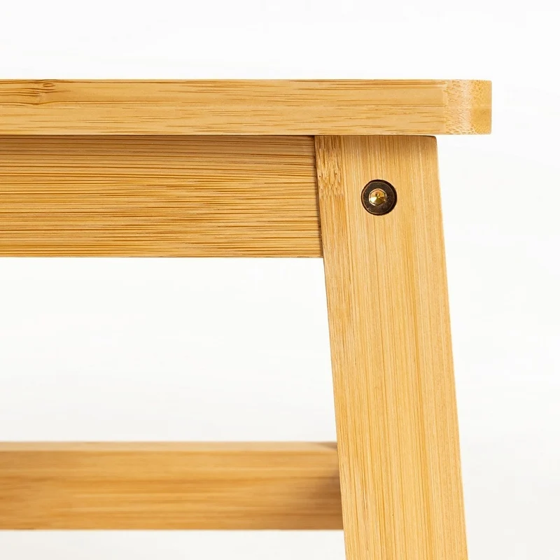 Taburete escalón de madera de bambú natural antideslizante de 38x26x25cm