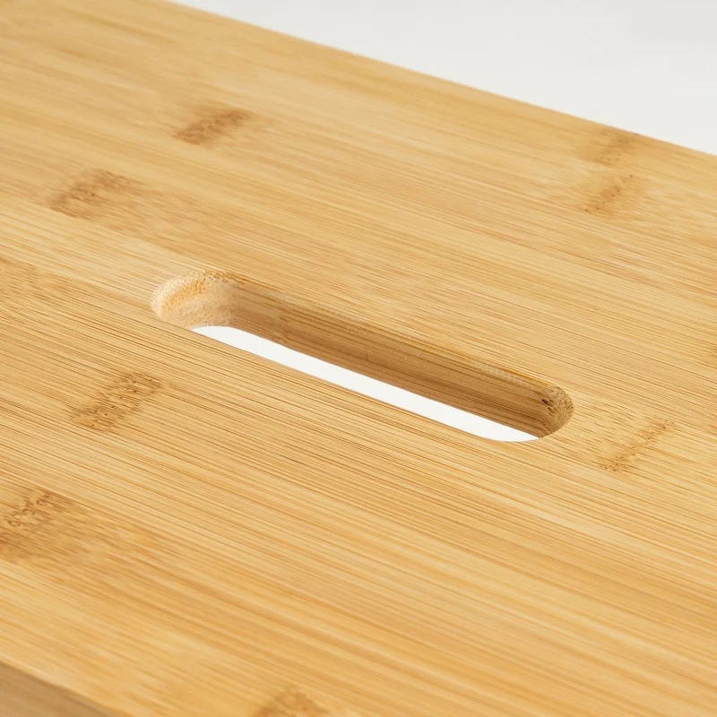 Taburete escalón de madera de bambú natural antideslizante de 38x26x25cm