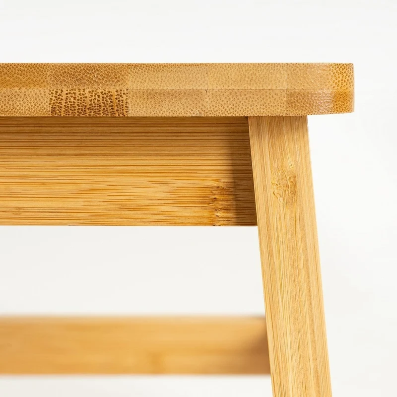 Taburete escalón de madera de bambú natural antideslizante de 38x26x25cm
