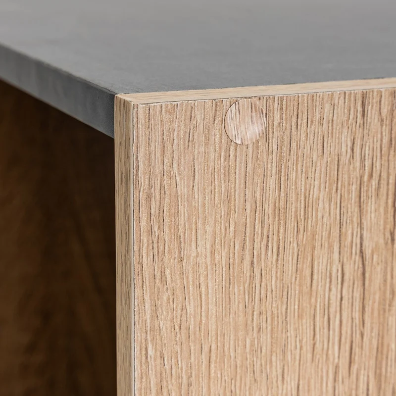 Estantería cubo de madera MDF laminada negra y natural de 120x60x29 cm