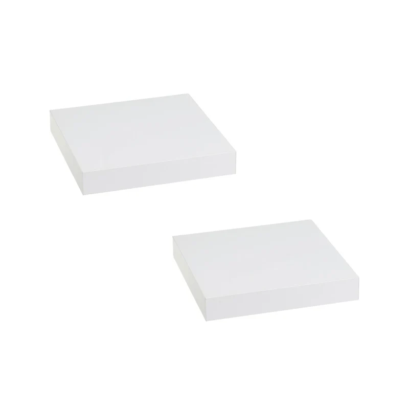 Set de 2 estantes flotantes cuadrados de tablero laminado blanco 23,5 cm