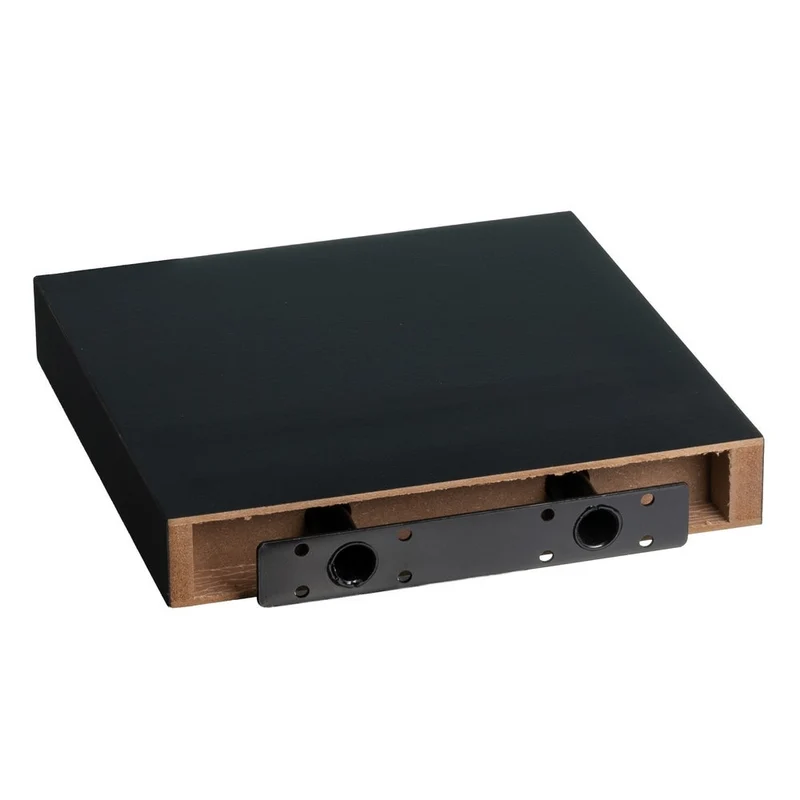 Set de 2 estantes flotantes cuadrados tablero laminado color negro 23,5cm