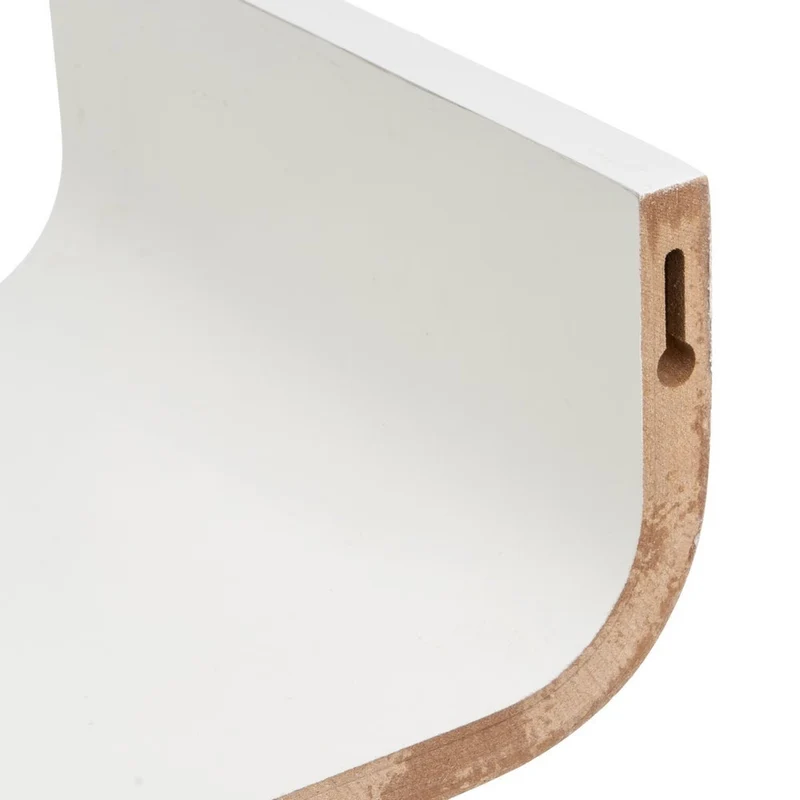 Estante de pared curvo de tablero laminado PVC color blanco de 60x20x10 cm