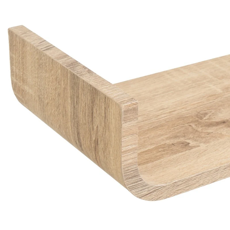 Estante de pared curvo de tablero laminado PVC roble claro de 60x20x10 cm