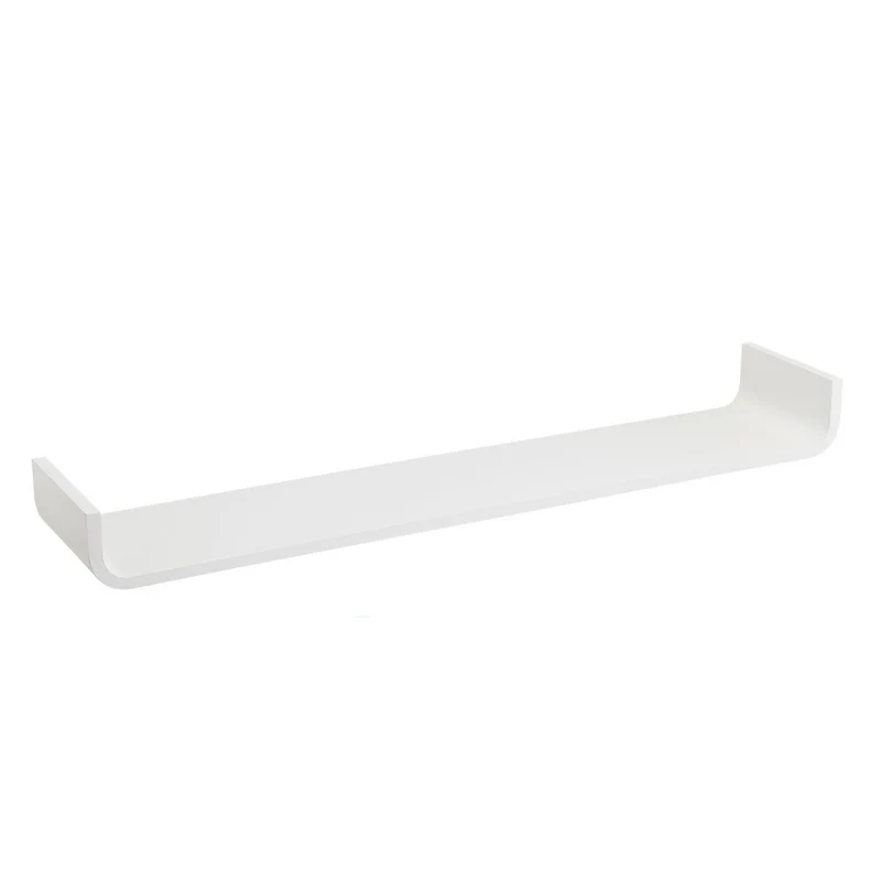 Estante de pared curvo de tablero laminado PVC color blanco de 100x20x10 cm