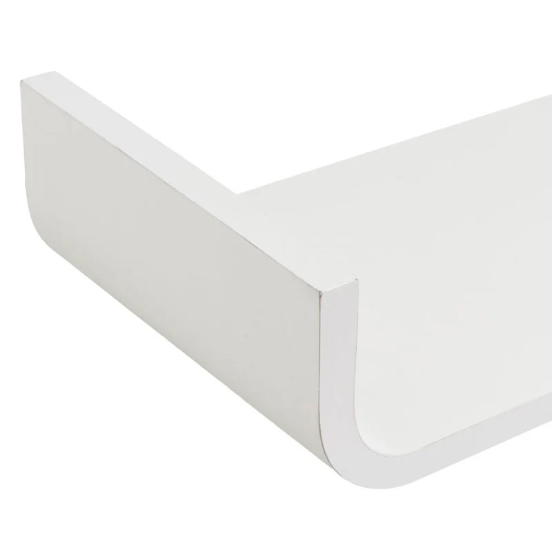 Estante de pared curvo de tablero laminado PVC color blanco de 100x20x10 cm