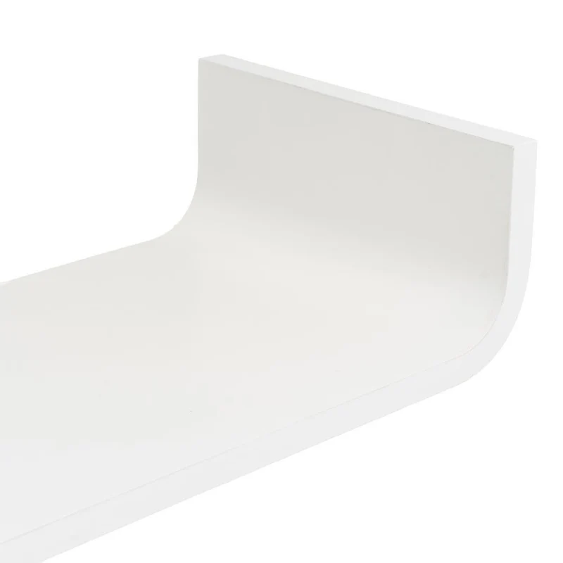 Estante de pared curvo de tablero laminado PVC color blanco de 100x20x10 cm