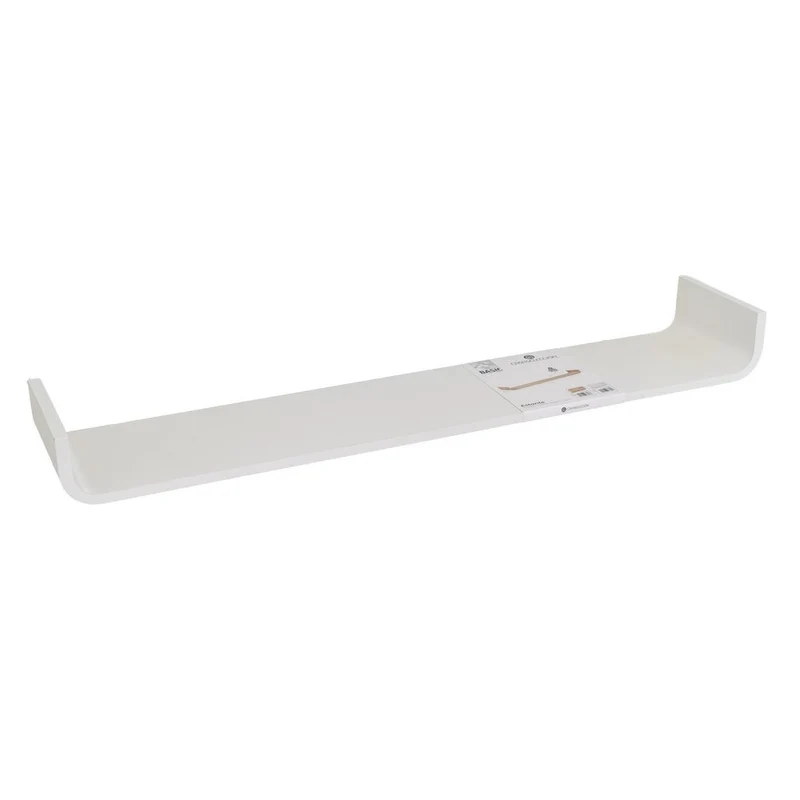 Estante de pared curvo de tablero laminado PVC color blanco de 100x20x10 cm