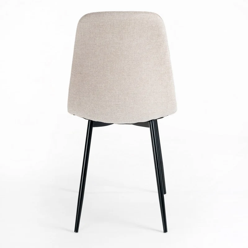4 sillas de comedor Lina beige tapizadas en lino con patas metálicas negras
