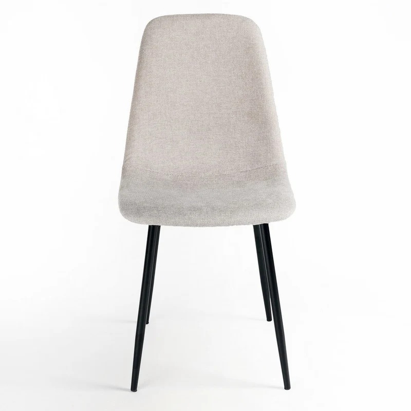 4 sillas de comedor Lina beige tapizadas en lino con patas metálicas negras