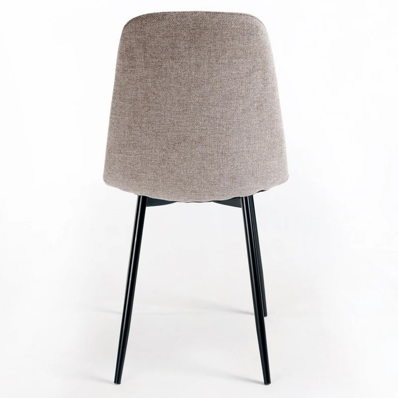 4 sillas de comedor Lina taupe tapizadas en lino con patas metálicas negras