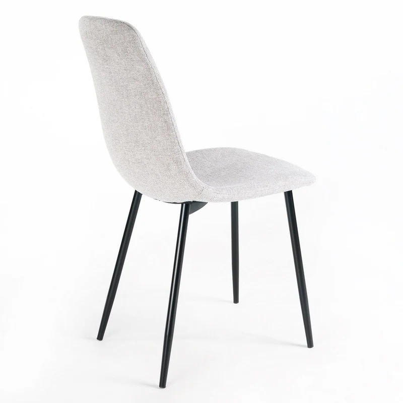 4 sillas de comedor Lina gris tapizadas en lino con patas metálicas negras