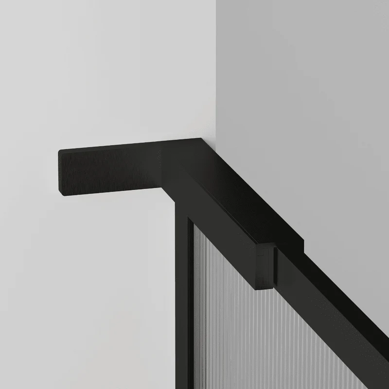 Mampara Ducha Fija Acanalado | Panel Fijo Ducha Vidrio Acanalado 8mm Antical y 195cm de Altura| Mampara Walk In Enmarcada Perfil Negro