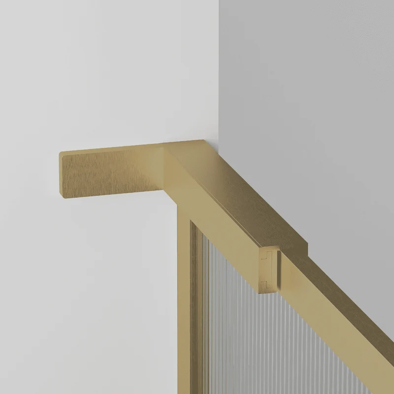Mampara Ducha Fija Acanalado | Panel Fijo Ducha Vidrio Acanalado 8mm Antical y 195cm de Altura| Mampara Walk In Enmarcada Perfil Oro