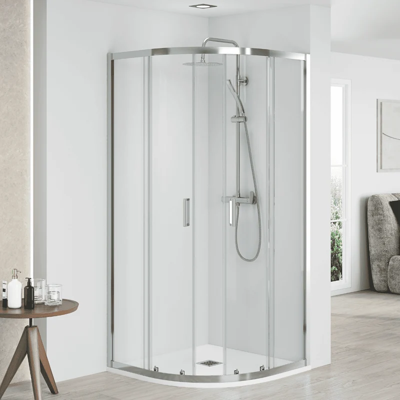 Zurita Mampara de Ducha Semicircular Corredera| Mampara Ducha Curva Angular Transparente| Cristal Templado 5mm Antical | Altura 190 cm