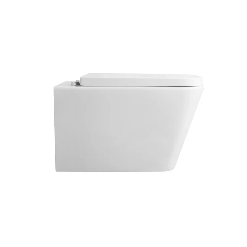 Aten Inodoro Suspendido Empotrado Rimless | Wc Colgante Cuadrado Ceramica Sin Bridas Montado a Pared con Tapa Caida Amortiguada Fondo reducido