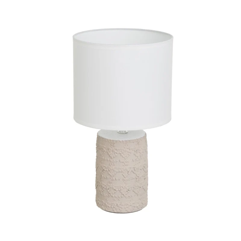 Lámpara de mesita de noche grabada de cemento beige de Ø 18x33 cm