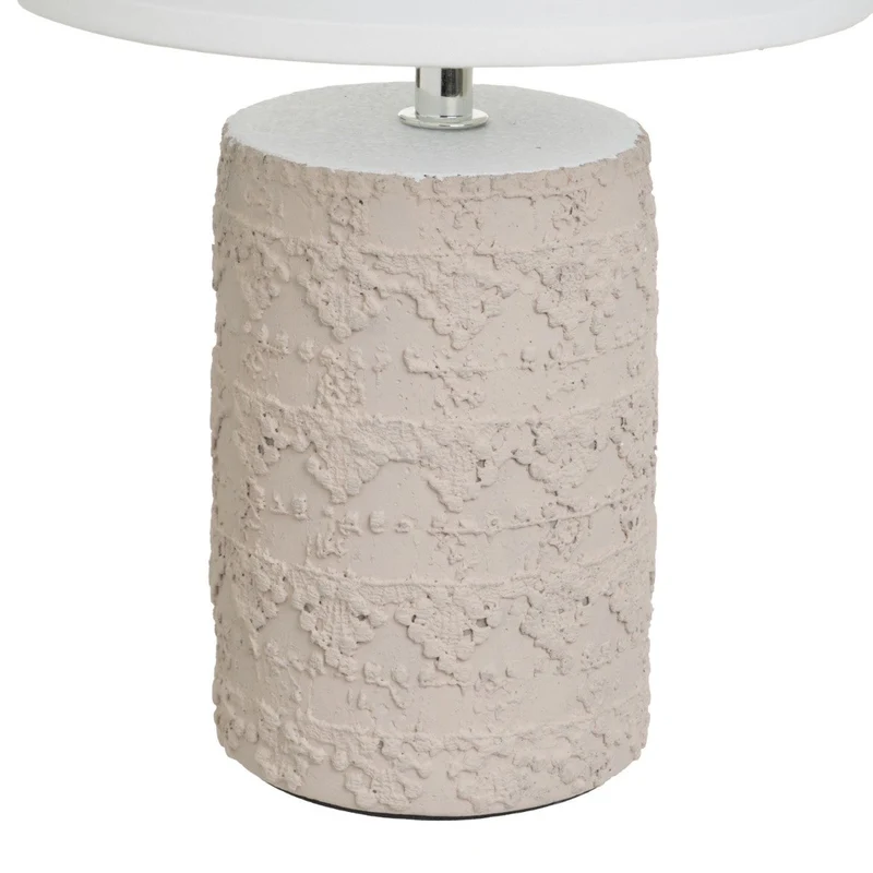 Lámpara de mesita de noche grabada de cemento beige de Ø 18x33 cm