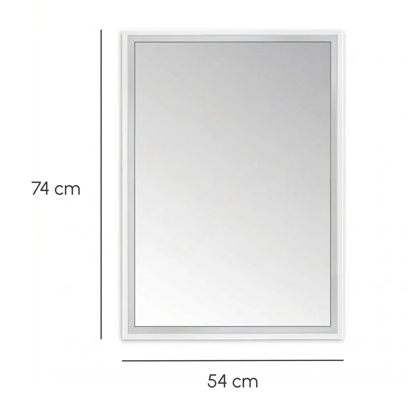 Espejo pared rectangular marco blanco y plata decorativo de 54x74 cm