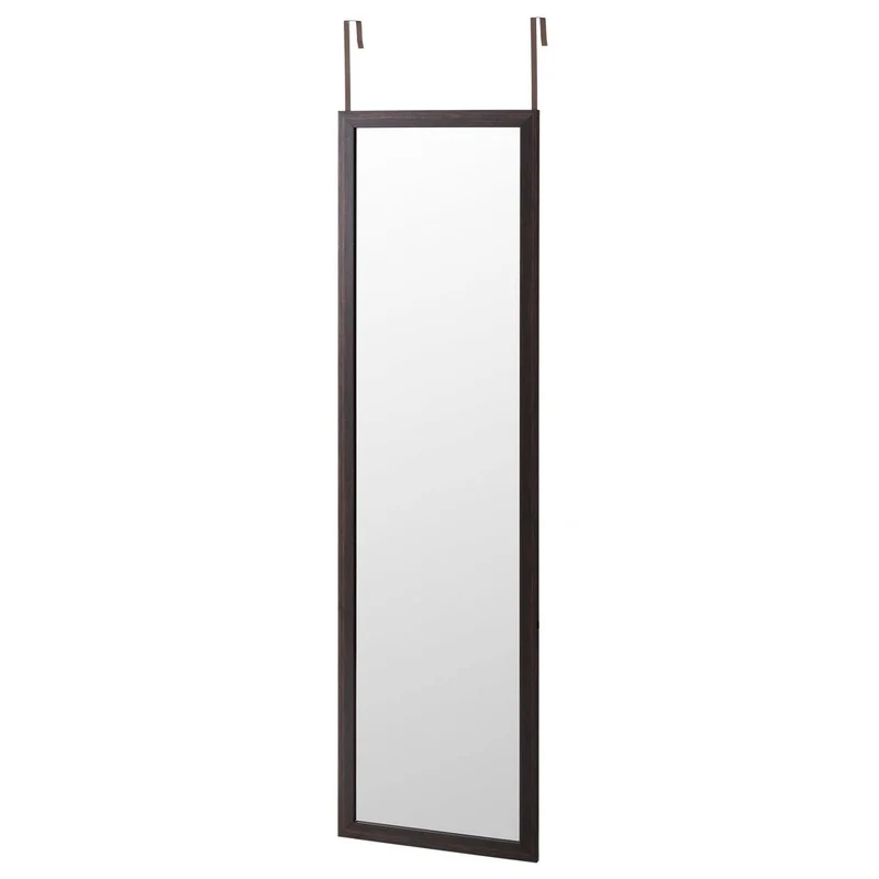 Espejo de cuerpo entero en plástico efecto madera oscura de 35x125 cm