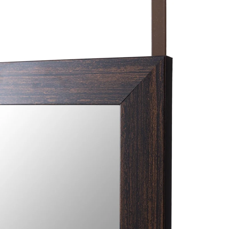 Espejo de cuerpo entero en plástico efecto madera oscura de 35x125 cm