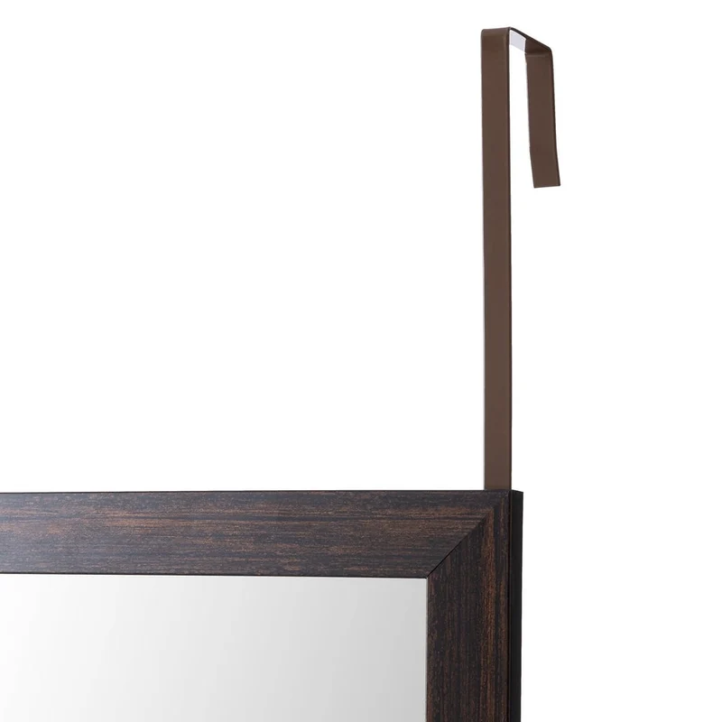 Espejo de cuerpo entero en plástico efecto madera oscura de 35x125 cm