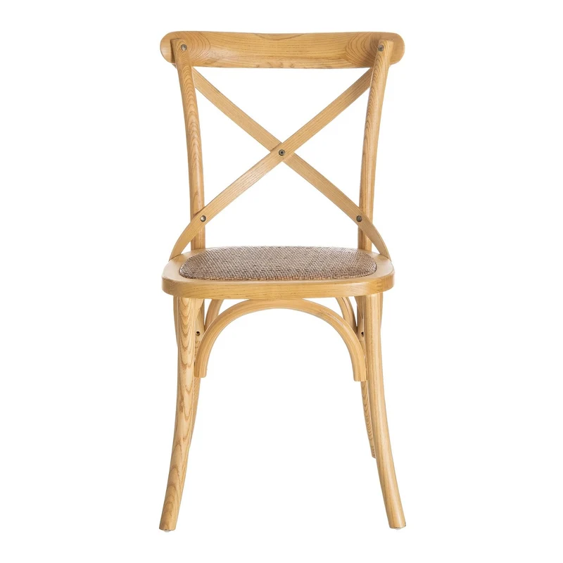 Silla de comedor Aspas de madera de olmo natural y asiento de ratán