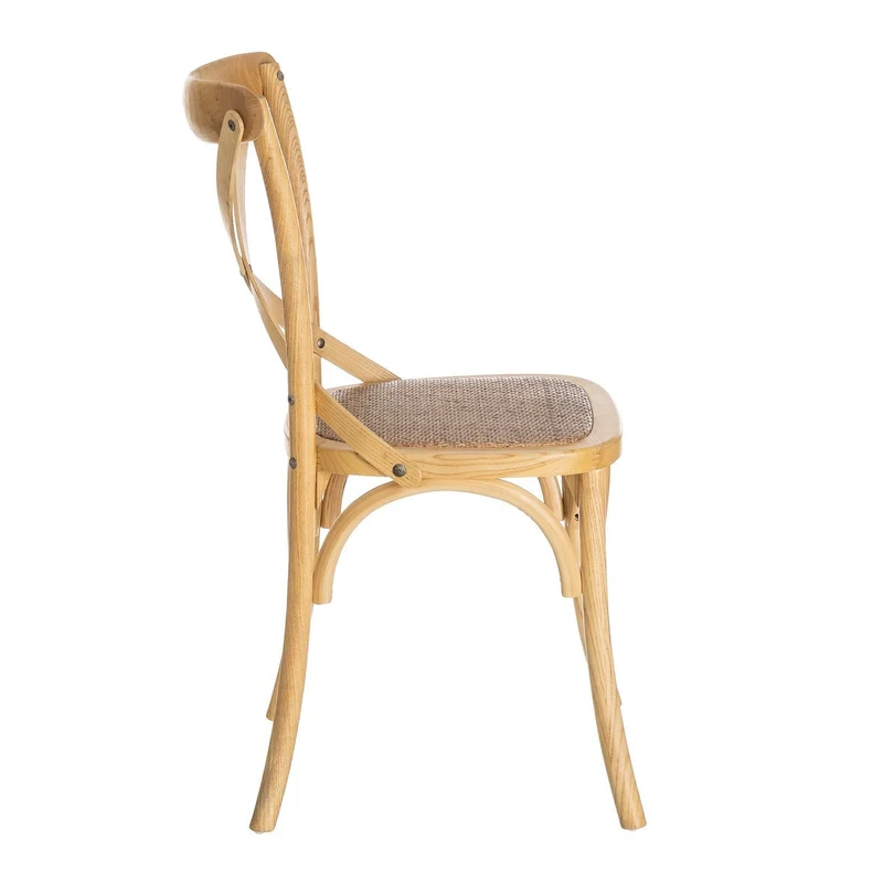 2 sillas de comedor Aspas de madera de olmo natural y asiento de ratán