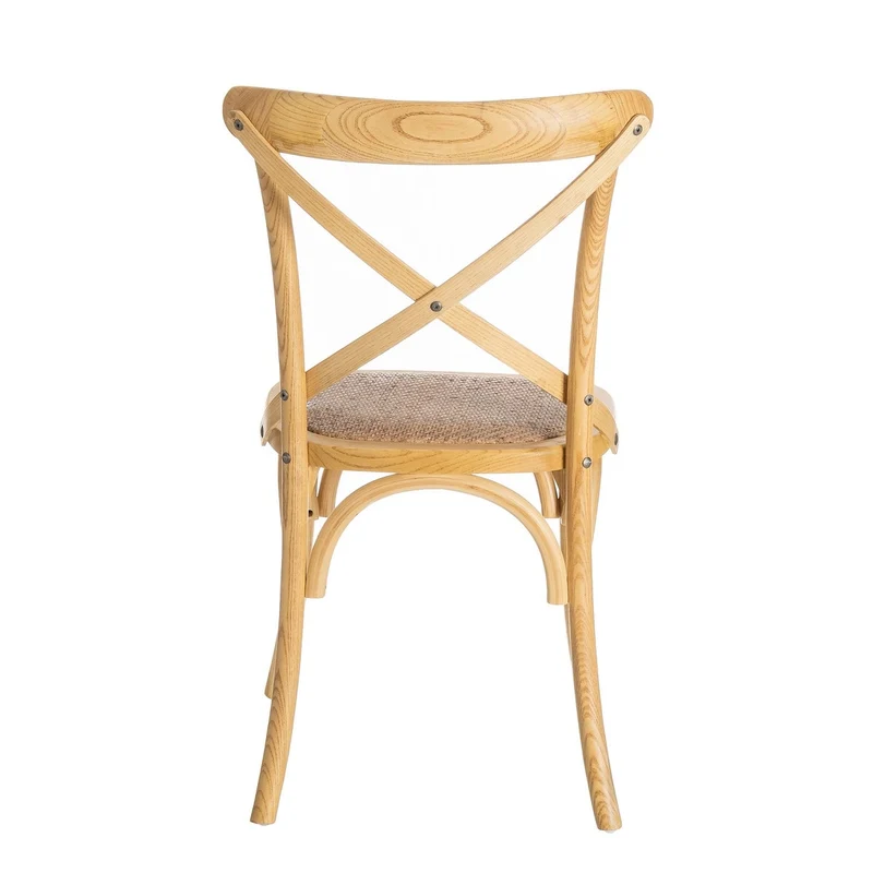 2 sillas de comedor Aspas de madera de olmo natural y asiento de ratán