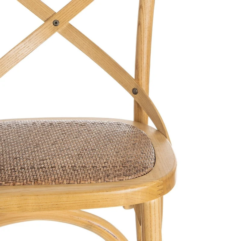 2 sillas de comedor Aspas de madera de olmo natural y asiento de ratán